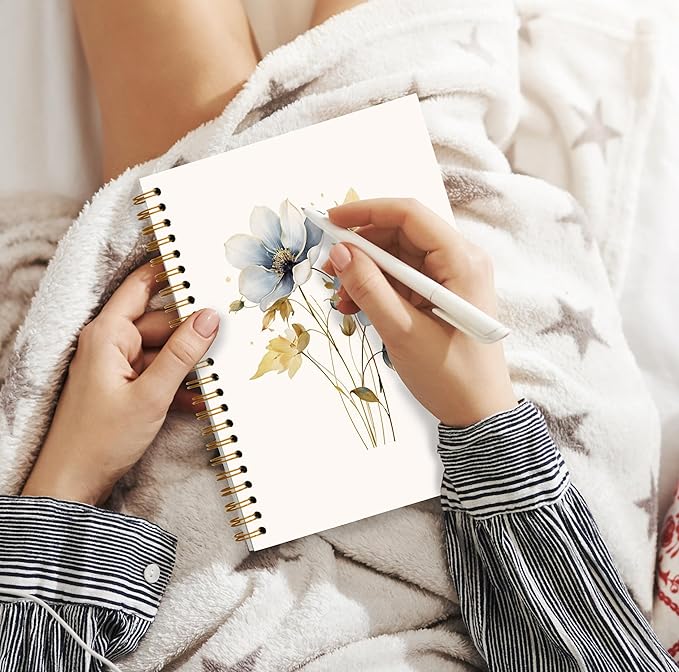 JWVK Vintage Wild Flower Botanical Plant Notebook 02,Rustic Spring Floral Cottagecore Notebook Journal for Work Office School Student Teacher,Hardcover Spiral Notebook 5.5x8.4