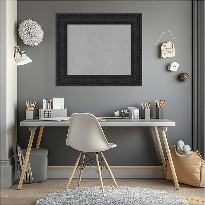 Amanti Art Black Framed Magnetic Board 23x27 Small Vision Board for use with Magnets, 100% Metal Sheet to Display Items as Office Decor or for Home Organization in mudroom, Kitchen or Kids Room