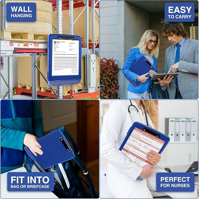 Sooez Clipboard with Storage, High Capacity Nursing Clipboards with Pen Holder, Clip Boards 8.5x11 with Storage, Low-Profile Clip, Lightweight Plastic Clipboard for Teachers, Lawers, Office Workers