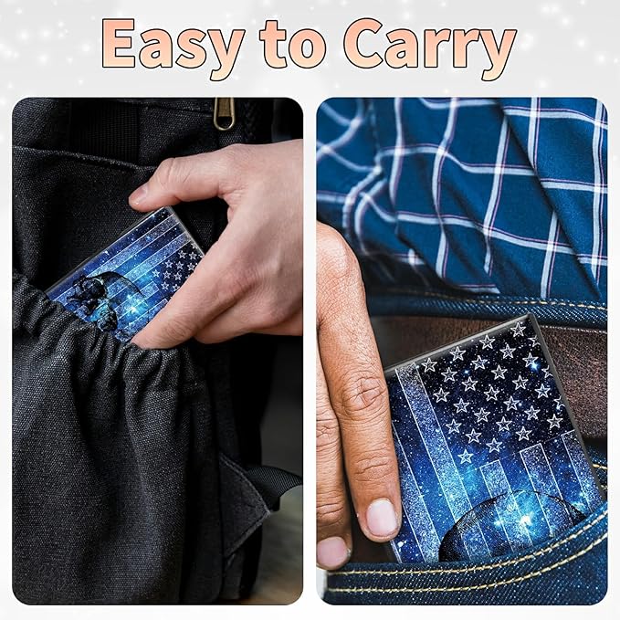 BWEGRHE Slim Credit Card Holder, Blue Skull Flag RFID Blocking Metal Wallet for Men & Women, Aluminum Minimalist Hard Case Pocket-Sized Business Cards Organizer (Fits Up to 10 Cards)