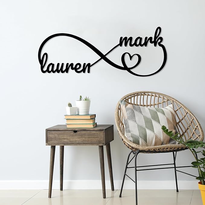 Personalized Valentines Metal Wall Sign, Custom Infinity Heart Love Couple Name Sign, Valentine's Wedding Gifts for Couples, Metal Engagement Sign, Home DecoratioN, Gift for Anniversary