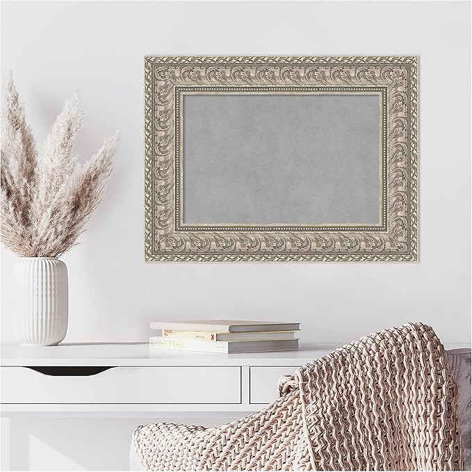 Amanti Art Silver Framed Magnetic Board 19x25 Small Vision Board for use with Magnets, 100% Metal Sheet to Display Items as Office Decor or for Home Organization in mudroom, Kitchen or Kids Room