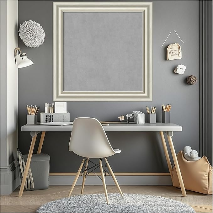 Amanti Art Silver Framed Magnetic Board 30x30 Medium Vision Board for use with Magnets, 100% Metal Sheet to Display Items as Office Decor or for Home Organization in mudroom, Kitchen or Kids Room