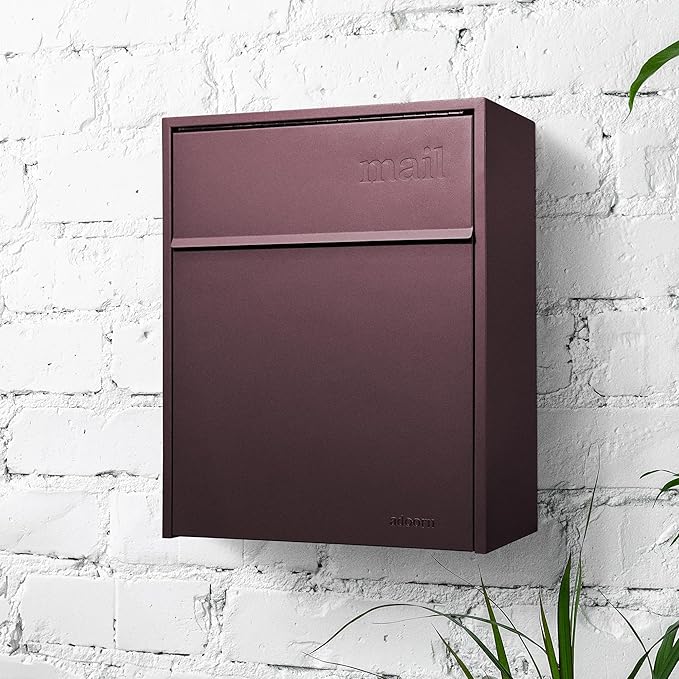 Wall Mount Mailbox - Large, Anti-Theft Locking Mailbox, Weatherproof Mailboxes for Outside The House, 18.5" H x 15" L x 7.5" D - (Malbec)