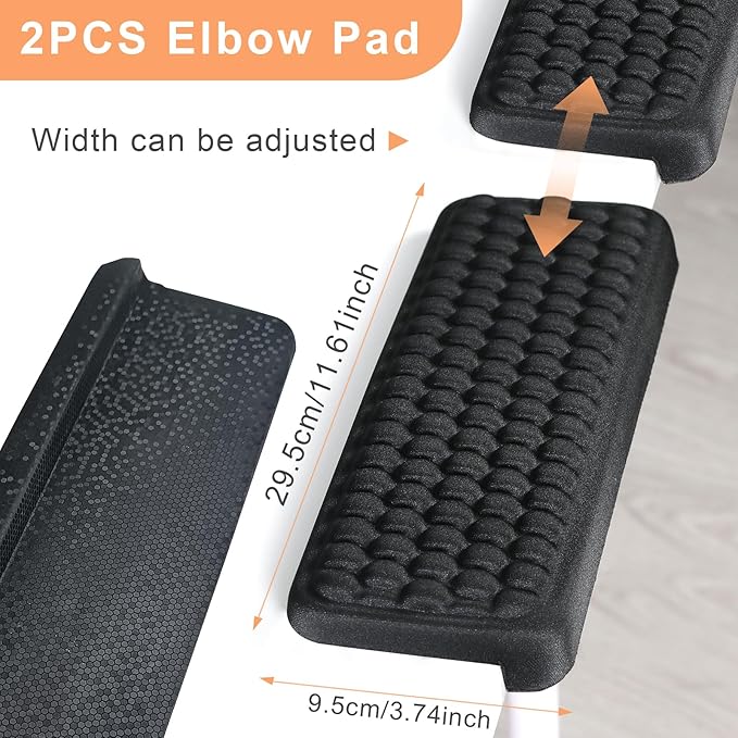 L-Shaped Desk EdgeRest, 2-Piece Set,Desk Elbow Pad, Ergonomic Design, Suitable for Desk and Table Edge, Memory Foam Material, Non-Slip and Wear-Resistant, Black Oval9(Fabric)
