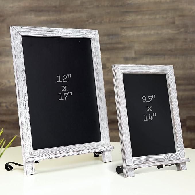 Rustic Whitewash Tabletop Chalkboard Sign/Hanging Magnetic Wall Chalkboard/Small Countertop Chalkboard Easel/Kitchen Countertop Memo Board / 12" x 17" in. Weddings, Birthdays, Baby Announcements