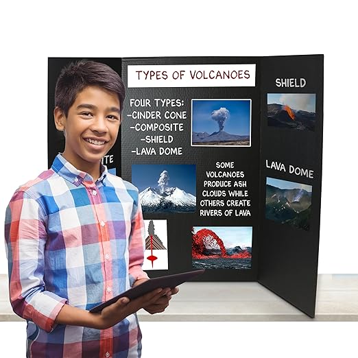 Flipside Products 36” x 48” Project Boards for Presentations, Science Fair, School Projects, Event Displays and Trifold Picture Board, Proudly Made in USA - Black - 4 Pack