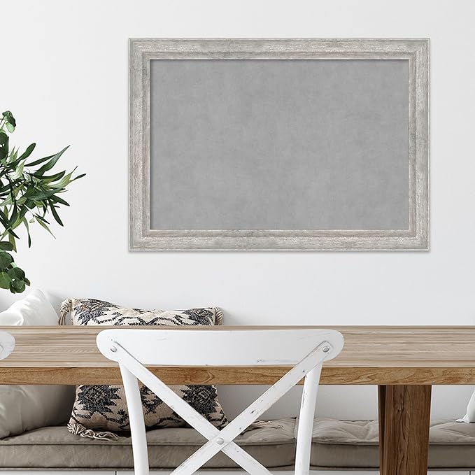 Amanti Art Silver Framed Magnetic Board 19x27 Medium Vision Board for use with Magnets, 100% Metal Sheet to Display Items as Office Decor or for Home Organization in mudroom, Kitchen or Kids Room