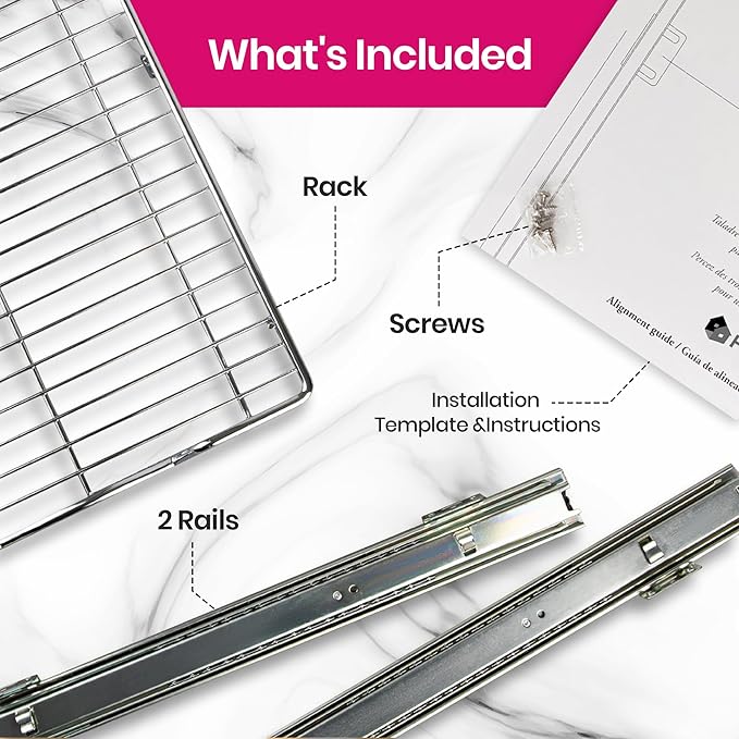 HOLDN’ STORAGE Pull Out Cabinet Organizer, Heavy Duty Caddy w/Lifetime Limited Warranty -17”W x 21”D - Requires At Least 18-1/4” Cabinet Opening, Steel Metal Cabinet Drawers Slide Out, Chrome