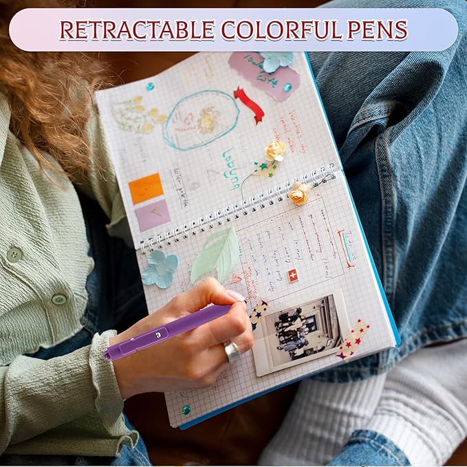 Thboxes 8Pcs Gel Pens for Journaling, 0.5mm Fine Tip Retractable Colorful Pens - Smooth Writing for Note Taking, Office & School Supplies, Valentine's Day Gifts for Women Teachers Kids