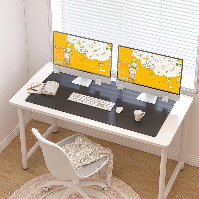 DAWNTREES Desk Mat Protector,PU Leather Desk Pad,Non Slip, Large Mouse Pad and Keyboard Mat, Waterproof Writing Pad for Office and Home (Black,39.4''x19.7'')