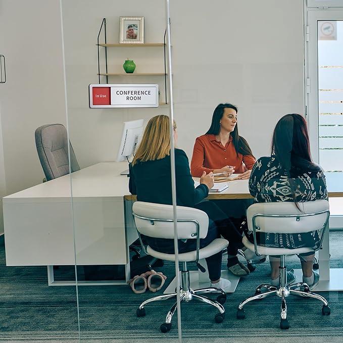 2 Pack Conference Room Office Door Signs Do Not Disturb, In Use/Available Slider Sign for Home Office Wellness Conference Vacant Occupied Privacy Slide Door Sign,Brushed Silver 8" x 2.6"