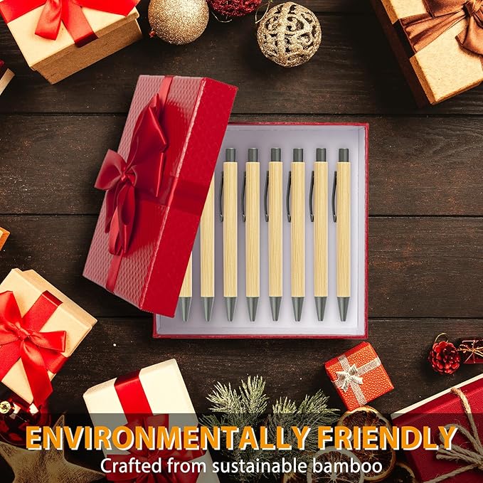 lyforx 100pcs Bamboo Pens Bulk Wooden Bamboo Pens Engraving Wooden Ballpoint Pen Customizable Gift Pen Bulk
