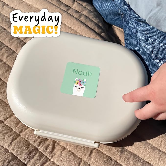 Large Name Labels for Kids (33) - Custom Stickers for Daycare and School Supplies - Durable, Waterproof Stickers for Water Bottles, Lunch Boxes, and More with Unique Designs - Llama