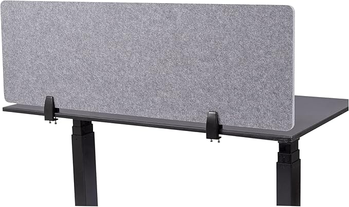 Stand Up Desk Store ReFocus Raw Clamp-On Acoustic Desk Divider Mounted Privacy Panel to Reduce Noise and Visual Distractions (Castle Gray, 47.25" x 16")