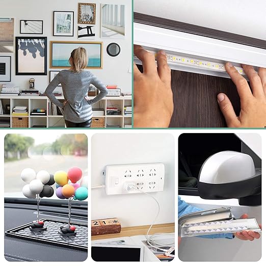 HitLights Double Sided Tape Heavy Duty, 164ft Waterproof Mounting Adhesive Tape, Removable Tape for Walls, Poster, LED Strip, Car Trim, Home Office Decor, Craft Project, White (164ft x 0.39in)