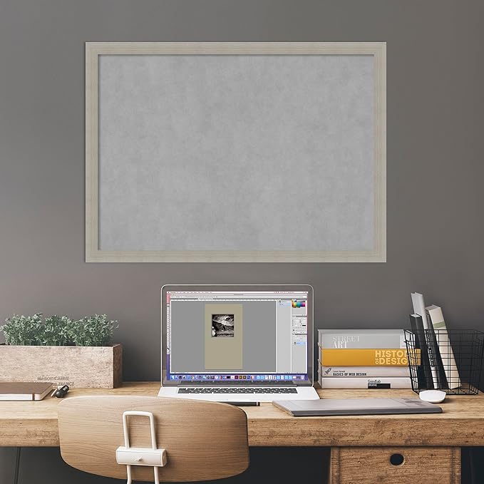 Amanti Art Grey Framed Magnetic Board 22x30 Medium Vision Board for use with Magnets, 100% Metal Sheet to Display Items as Office Decor or for Home Organization in mudroom, Kitchen or Kids Room