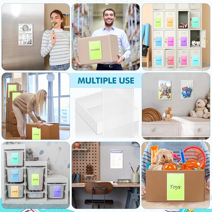 Outus Self Adhesive Shop Ticket Holders Clear Plastic Sleeves Adhesive Pockets Work Order Job Ticket Holders for Home Office Posting Signs
