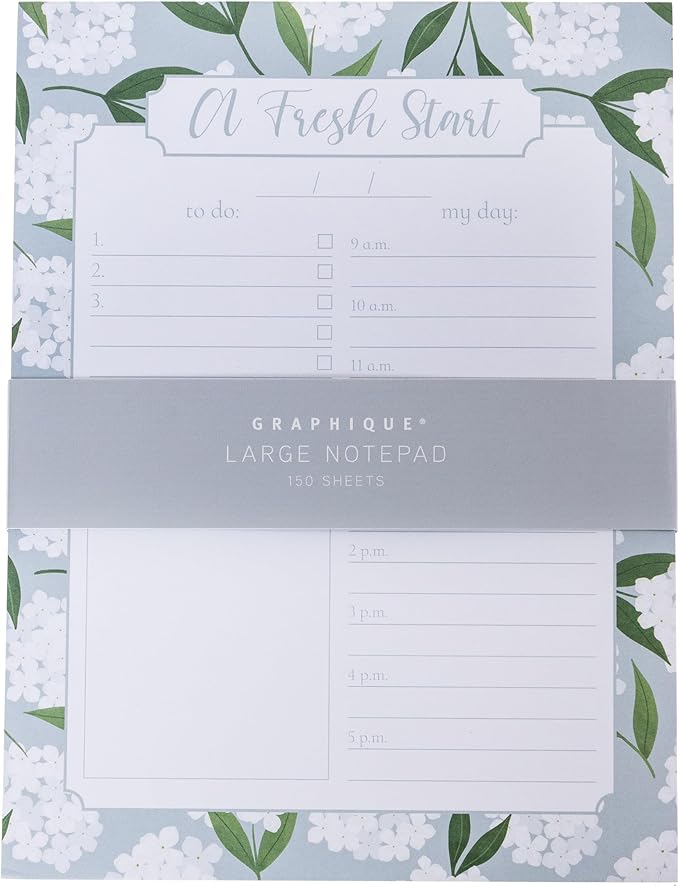 Graphique Daily To-Do List Notepad, 150 Tear-Away Sheets, Floral Task Planner, Daily Organizer with Hourly Schedule, Notes Writing Pad, 6” x 8”