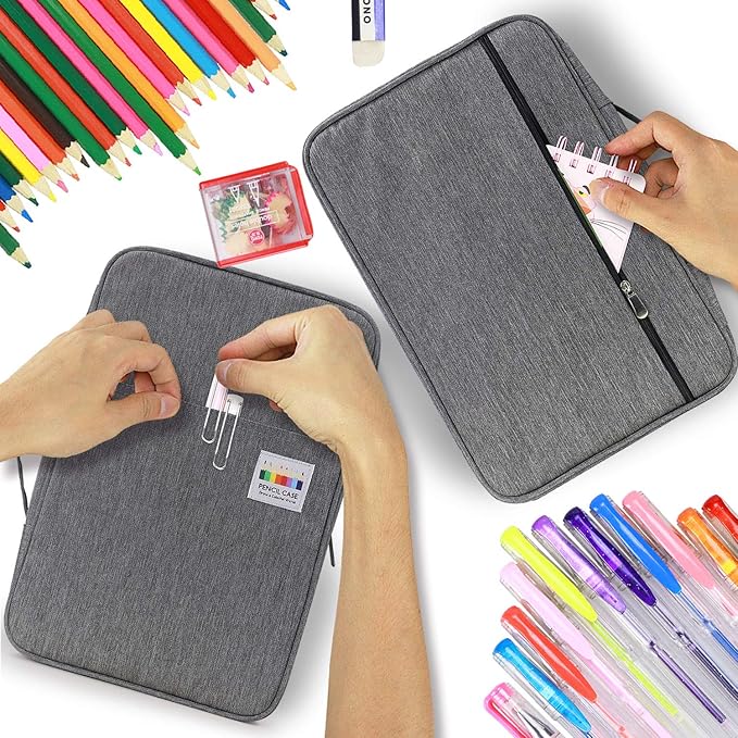 YOUSHARES Big Capacity Colored Pencil Case - 300 Slots large Pen Case Organizer with Multilayer Holder for Prismacolor Colored Pencils & Gel Pen (Grey)