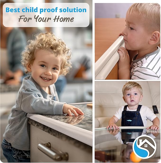 Premium 12ft Edge Protector for Baby, Odorless & Waterproof Edge Protector with 3M Adhesive Tape, Non-Toxic to Baby Proof Corners and Edges, Wall Corner Protector & Desk Edge Cushion Beige