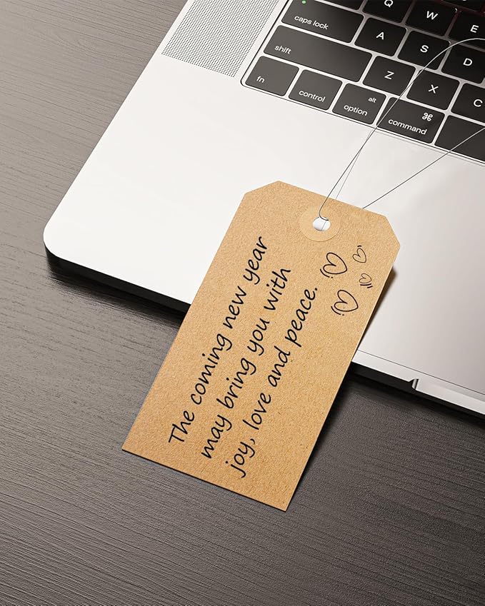 Uniclife 100 Pcs Blank Shipping Tags with Wire Attached 4.7 Inch Writable Brown Kraft Paper Hang Tags with Reinforced Eyelet Large Marking Price Tag Inventory Label Tag, 4.7" L x 2 3/8" W