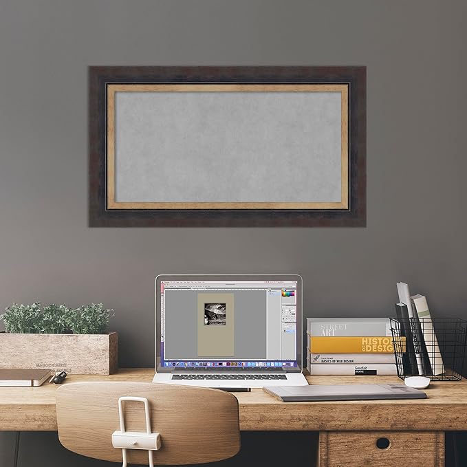 Amanti Art Black Framed Magnetic Board 17x29 Small Vision Board for use with Magnets, 100% Metal Sheet to Display Items as Office Decor or for Home Organization in mudroom, Kitchen or Kids Room