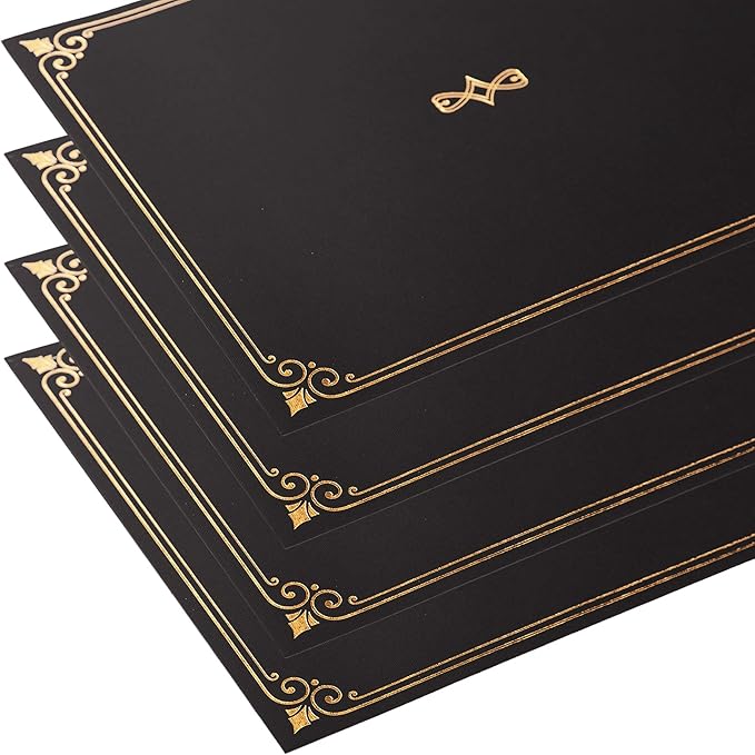 Certificate Holders, 25-Pack Certificate Covers for Letter Size 8.5 x 11 Inch Paper, Certificate Folders, Black, 9 x 11.5 Inches