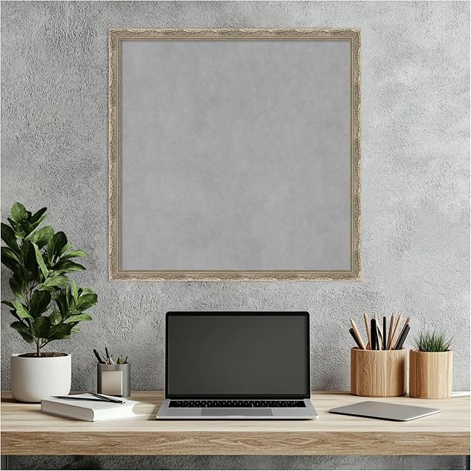 Amanti Art Silver Framed Magnetic Board 22x22 Medium Vision Board for use with Magnets, 100% Metal Sheet to Display Items as Office Decor or for Home Organization in mudroom, Kitchen or Kids Room