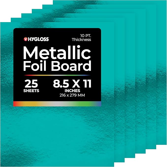Hygloss Metallic Cardstock Sheets – 25 Shiny Light Blue Sheets, 8.5” x 11” - Sturdy 10 pt. – Metallic Foil Board Paper for Crafts, Scrapbooking, Posters & Decorations