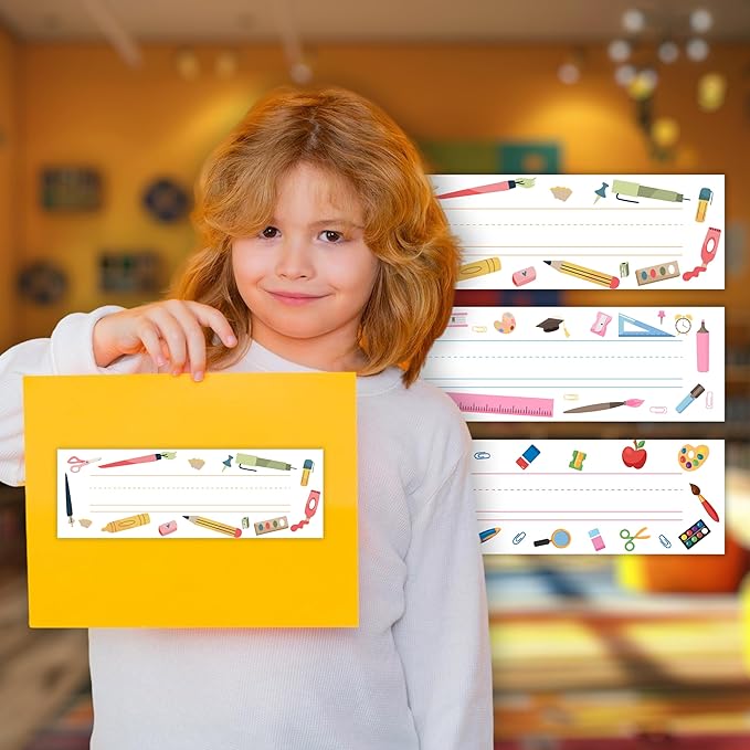 30 Name Tags for Classroom Cubbies, 3x9 in Colorful Name Plates for Desks, Classroom Must Haves for Teachers Elementary - A05