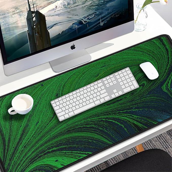 Large Mouse Pad, 31.5x15.7 inch Large Extended Computer Keyboard Mouse Mat, Water Resist Non-Slip Mousepad Rubber Base Long XXL Desk Mouse Pad for Work & Gaming, Office & Home, Dark Green