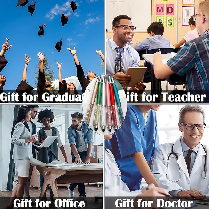Yucold Customized Pens with Name/Logo - Touch Screen Stylus Ballpoint Pen, Perfect for Weddings, Business & Personalized Gifts (Black,200)
