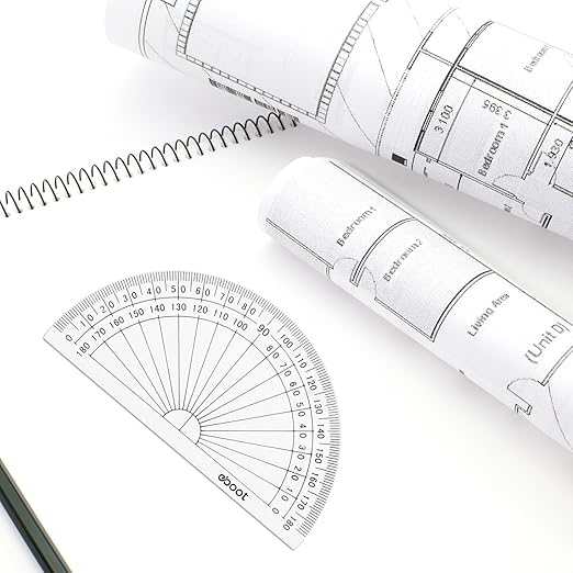 eBoot 28 Pack Clear 180 Degree Plastic Protractors for Angle Measurement, 10 cm