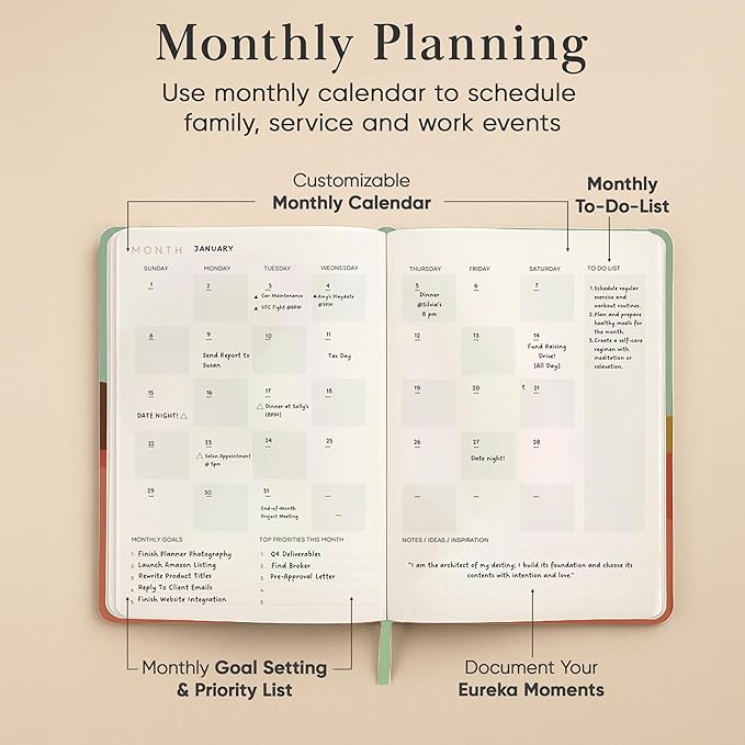 Mantra Planner 2026 Planner, Daily Journal & Gratitude Journal All-In-One with To Do List, Self Care Prompts & Habit Tracker - 7 x 10 - Morning