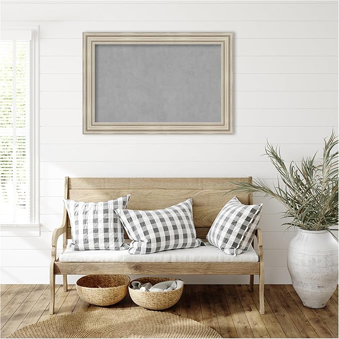Amanti Art Silver Framed Magnetic Board 26x38 Large Vision Board for use with Magnets, 100% Metal Sheet to Display Items as Office Decor or for Home Organization in mudroom, Kitchen or Kids Room