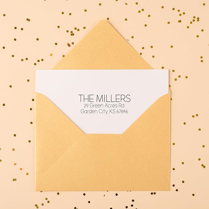 Address Stamp - Custom Stamps for Mailing I Create Personalized Name and Return Address I Up to 3 Lines of Text I Includes Ink Color Options I Self Inking and Wooden Rubber Stamp Options (Print Font)