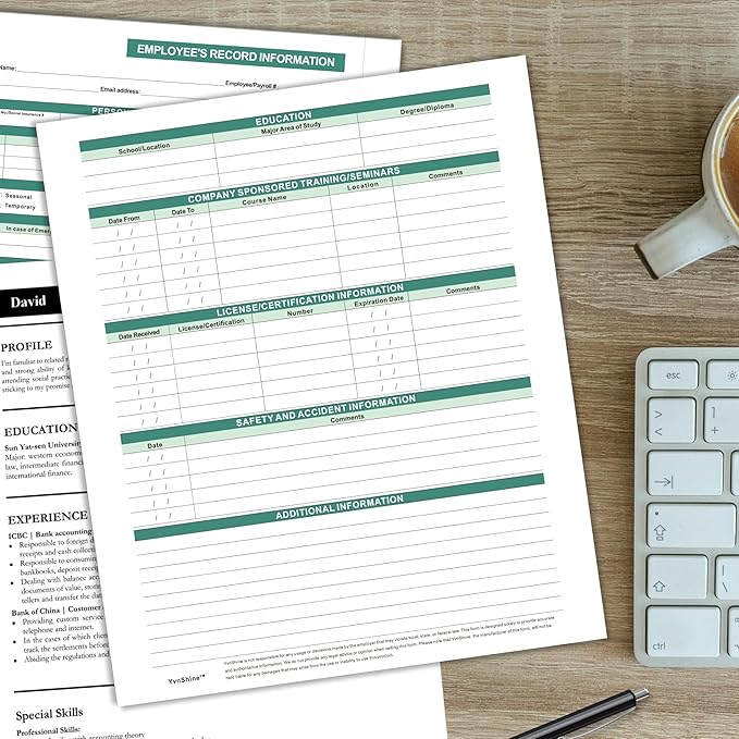 Employee File Folders with Internal Pocket, High Capacity HR Folders for Personnel Records, Durable HR Filing System for Office Organization, 25-Pack (Green)