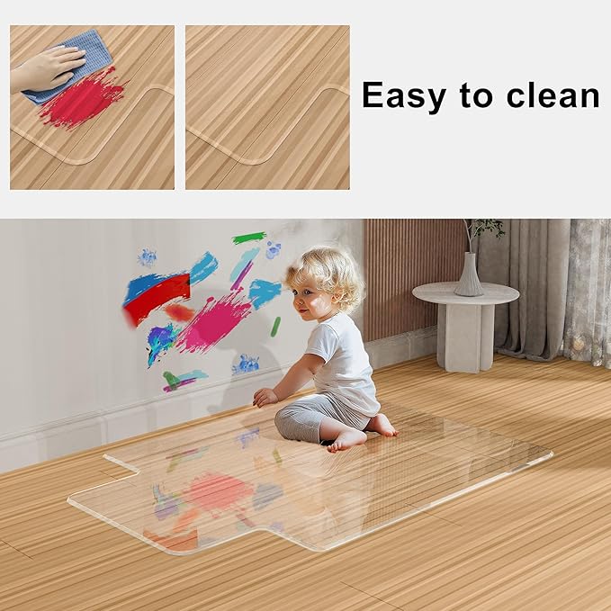 MESAILUP Beveled Edge Irregular Office Chair Mat with Lip for Carpet or Hardwood Floor Crystal Clear 48" x 60" Smooth Glide and Easy Roll On/Off, Heavy Duty and Non-Slip Pad Floor Chair Mat with Lip