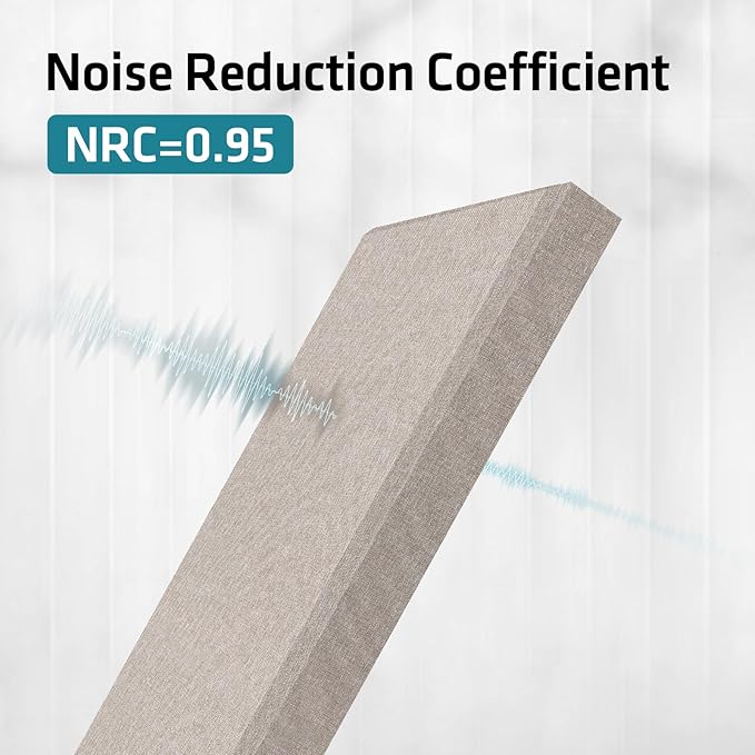 2 Pack 2" Thick Acoustic Panels, 47.24" X 11.81" Fiberglass Wall Panel, Acoustic Panels Sound Absorbing for Office, Studio, Home Theatre - Linen