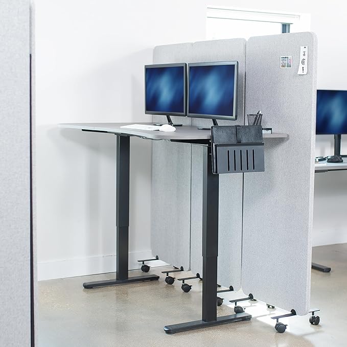 VIVO Freestanding 72 x 66 inch Privacy Panel, Mobile Cubicle Divider, x3 24 inch Wall Partitions, Gray, PP-3-T072G-M