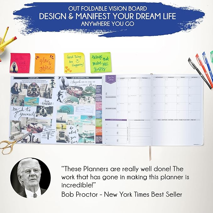 Law of Attraction Planner 2026 Deluxe with Productivity App | Weekly & Monthly Goal-Setting Planner, Life & Gratitude Journal | Include Foldable Vision Board, Gift Box & Stickers
