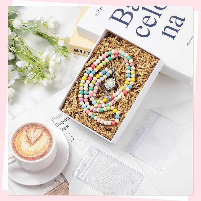 Lanyards for ID Badges Teacher Gifts Cute Wooden Beaded Lanyard with ID Holder Retractable Badge Reel Keys Eyeglass Chains for Women