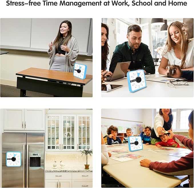 TWENTY5 SEVEN Countdown Timer 7.5 inch; 60 Minute 1 Hour Visual Timer – Classroom Teaching Tool Office Meeting, Mechanical Countdown Clock for Kids Exam Time Management Magnetic, Sky Blue