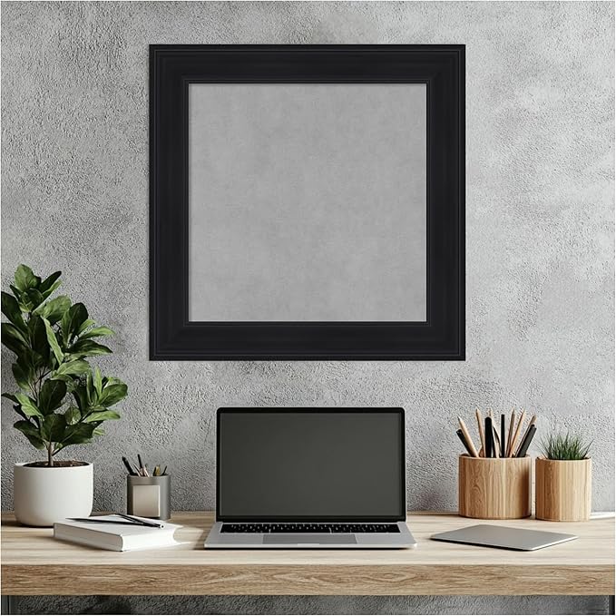 Amanti Art Black Framed Magnetic Board 21x21 Small Vision Board for use with Magnets, 100% Metal Sheet to Display Items as Office Decor or for Home Organization in mudroom, Kitchen or Kids Room
