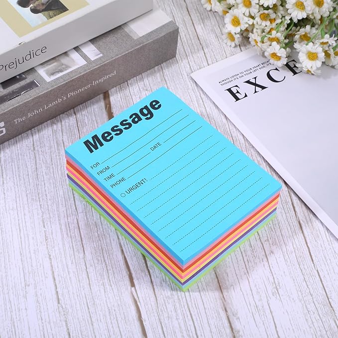 9 Pieces Phone Message Pads for Office Sticky Notes, Telephone Message Pads Sticky Notes 4 x 6 Inch Assorted Colors, Self Adhesive Urgent Record Pad Book for Work Call Office Supplies, 50 Sheets/Pack