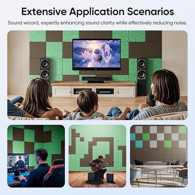 UNECHO 12 Pack 12" X 12" X 0.4" Acoustic Panels for Wall Sound Absorbing, Square Self-Adhesive Sound Panel, High Density Suitable for Multiple Scenarios(Coffee Brown)