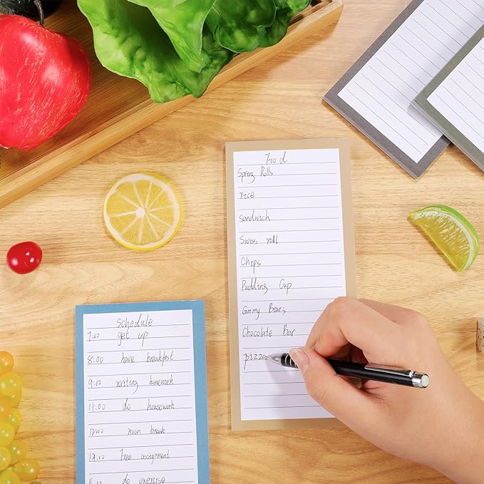 Thboxes 4 Pack Magnetic Note Pad for Fridge with Pen Holder, Totally 200 Sheets Magnetic To Do List, Grocery List, Shopping List, Memo Pads for Refrigerator(Dark Color)