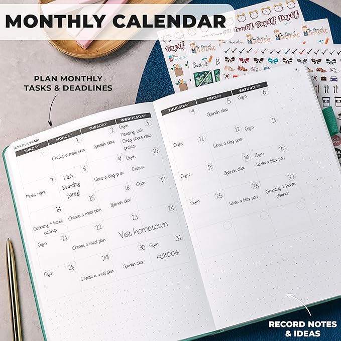 Clever Fox Ultimate Achiever’s Goal Planner - Focus & Productivity 90 Day Journal. Undated Daily Weekly Monthly Planner Organizer & Hourly Schedule Notebook - Hardcover, A5 Size, Turquoise