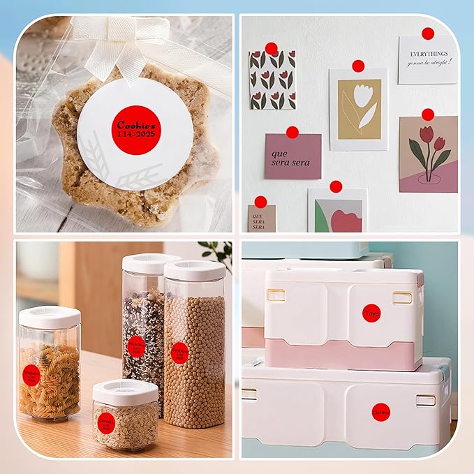 1 Inch Round Color Coding Labels, 1000 Dots Per Roll Red Color Coded Dot Stickers, Round Color Dot Labels for Organizing, Filing, and Storage
